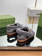 DAD SANDALS IN DARK GRAY FLEECE WITH GOLD HARDWARE - 图片 8