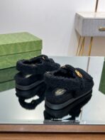 DAD SANDALS IN BLACK FLEECE WITH GOLD HARDWARE - 图片 8