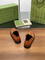 GG LOAFER SHOES IN BRONZE BROWN CALFSKIN WITH GOLD HARDWARE - 图片 8