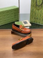 GG LOAFER SHOES IN BRONZE BROWN CALFSKIN WITH GOLD HARDWARE - 图片 9
