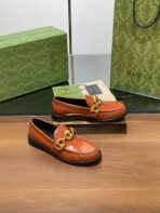 GG LOAFER SHOES IN BRONZE BROWN CALFSKIN WITH GOLD HARDWARE - 图片 4