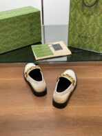 GG LOAFER SHOES IN WHITE CALFSKIN WITH GOLD HARDWARE - 图片 8