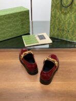 GG LOAFER SHOES IN BLOOD RED CALFSKIN WITH GOLD HARDWARE - 图片 9