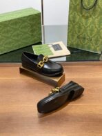 GG LOAFER SHOES IN BLACK CALFSKIN WITH GOLD HARDWARE - 图片 8