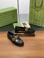 GG LOAFER SHOES IN BLACK CALFSKIN WITH GOLD HARDWARE - 图片 6