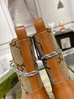 GG LACE-UP SHORT BOOTS IN CINNAMON BROWN CANVAS MIX CALFSKIN - 图片 8