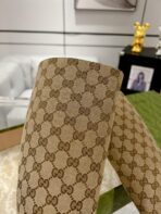 GG KNEE BOOTS IN BEIGE MONOGRAM JACQUARD FABRIC AND BLACK CALFSKIN - 图片 4