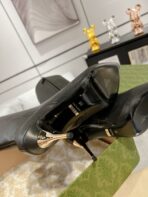 GG KNEE BOOTS IN BLACK CALFSKIN WITH GOLD PLATED HEEL - 图片 4