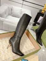 GG KNEE BOOTS IN BLACK CALFSKIN WITH GOLD PLATED HEEL - 图片 5