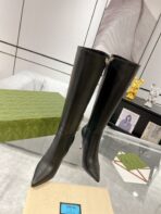 GG KNEE BOOTS IN BLACK CALFSKIN WITH GOLD PLATED HEEL - 图片 7
