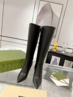 GG KNEE BOOTS IN BLACK CALFSKIN WITH GOLD PLATED HEEL - 图片 2