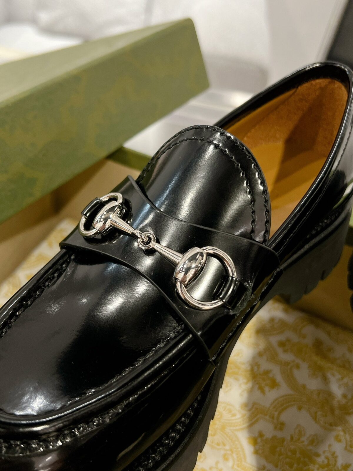 GG LOAFER WITH HORSEBIT GLOSSY BLACK CALFSKIN - 图片 4