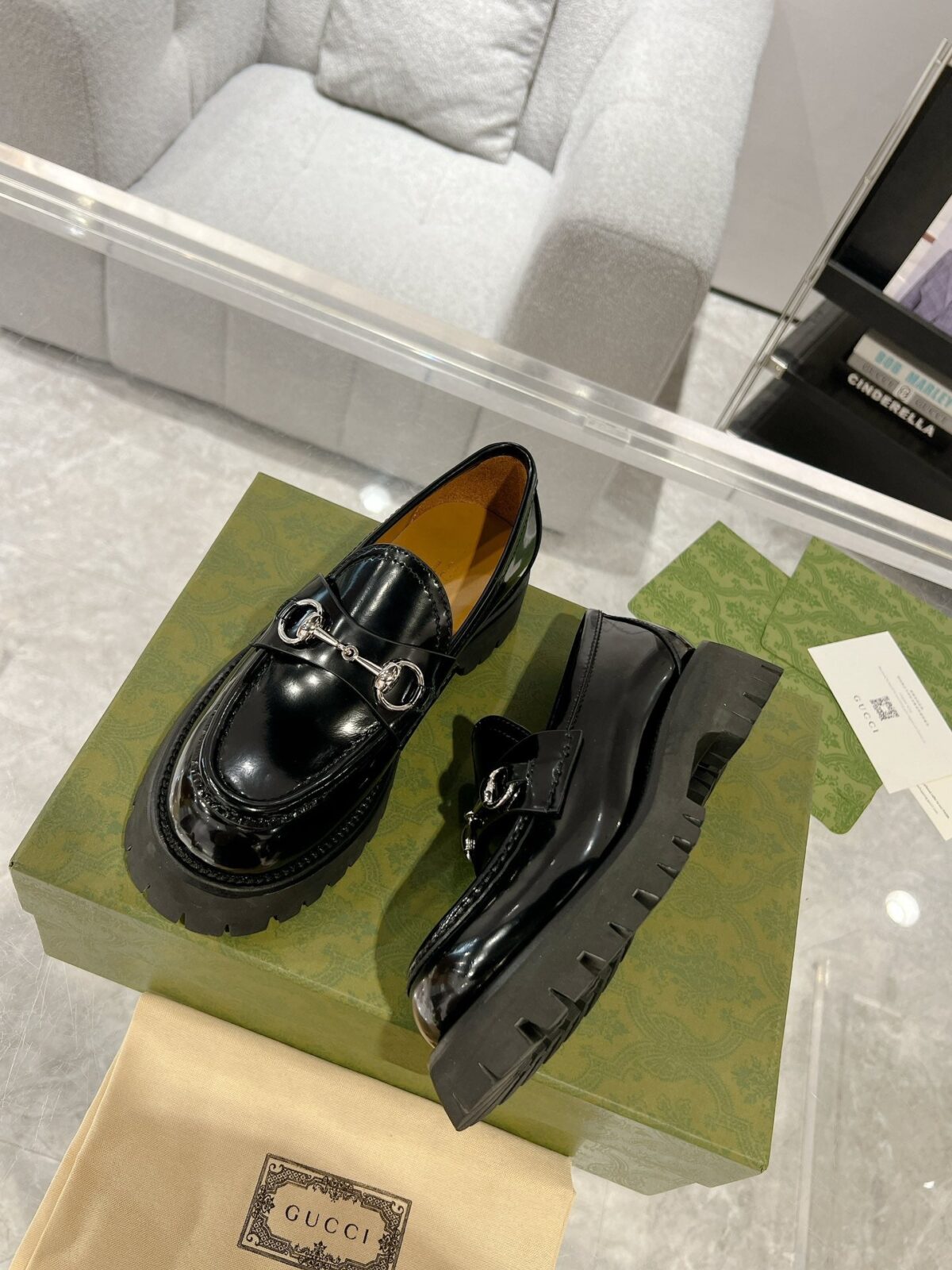 GG LOAFER WITH HORSEBIT GLOSSY BLACK CALFSKIN - 图片 6