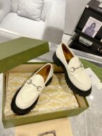 GG LOAFER WITH HORSEBIT WHITE CALFSKIN - 图片 2