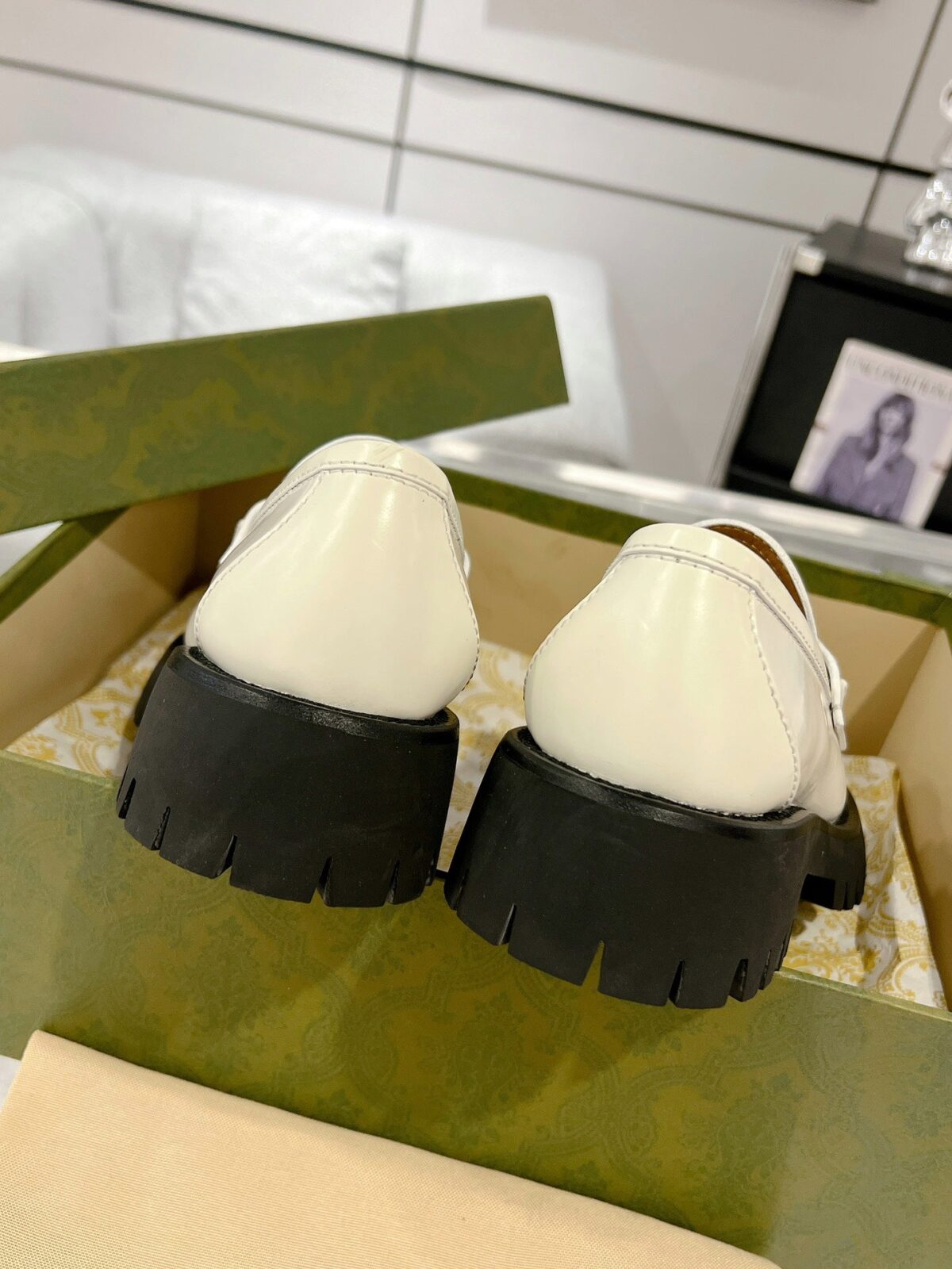 GG LOAFER WITH HORSEBIT WHITE CALFSKIN - 图片 8