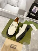 GG LOAFER WITH HORSEBIT WHITE CALFSKIN - 图片 4