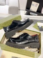 GG LACE-UP LOAFER WITH WEB IN BLACK SHINY LEATHER - 图片 7