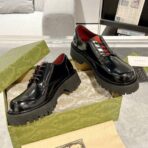 GG LACE-UP LOAFER WITH WEB IN BLACK SHINY LEATHER