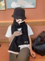 HEADLINE SCARF 200 CM IN BLACK WOOL 108956 - 图片 9