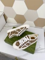GG JULIO SNEAKER WITH WEB BROWN PATTERNED CANVAS - 图片 4