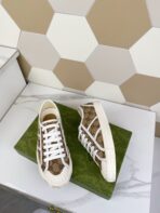 GG JULIO SNEAKER WITH WEB BROWN PATTERNED CANVAS - 图片 5