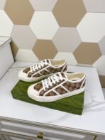 GG JULIO SNEAKER WITH WEB BROWN PATTERNED CANVAS - 图片 3