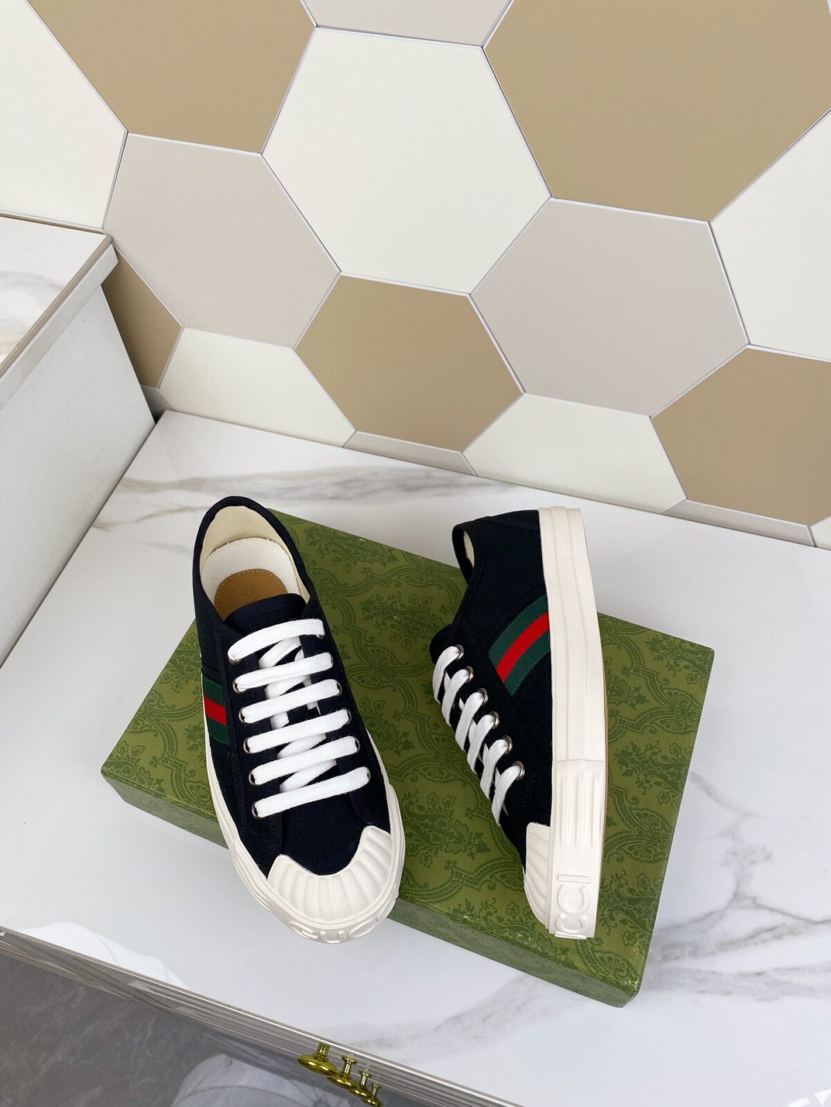 GG JULIO SNEAKER WITH WEB BLACK CANVAS - 图片 5