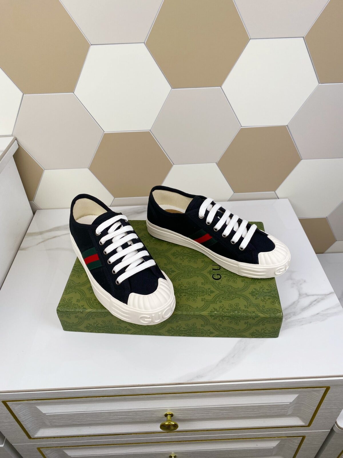 GG JULIO SNEAKER WITH WEB BLACK CANVAS - 图片 2