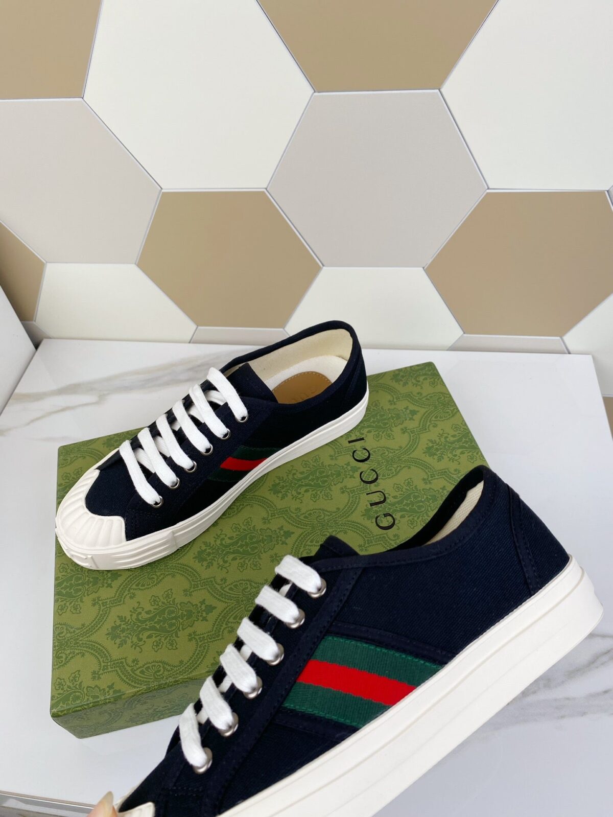 GG JULIO SNEAKER WITH WEB BLACK CANVAS - 图片 4