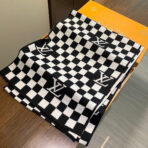 DAMIER SCARF 200 CM IN BLACK MIX WHITE CASHMERE 388193 - 图片 4