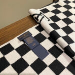 DAMIER SCARF 200 CM IN BLACK MIX WHITE CASHMERE 388193 - 图片 7