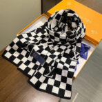 DAMIER SCARF 200 CM IN BLACK MIX WHITE CASHMERE 388193 - 图片 2