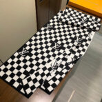 DAMIER SCARF 200 CM IN BLACK MIX WHITE CASHMERE 388193 - 图片 5