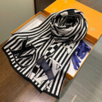 GRAPHICAL 180 CM SCARF IN WHITE MIX BLACK CASHMERE 388201 - 图片 3