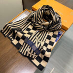 GRAPHICAL 180 CM SCARF IN TORTILLA BROWN MIX BLACK CASHMERE 388202 - 图片 3