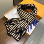 GRAPHICAL 180 CM SCARF IN TORTILLA BROWN MIX BLACK CASHMERE 388202 - 图片 2