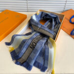 DAMIER SCARF 190 CM IN SAPPHIRE BLUE CASHMERE 391146 - 图片 2