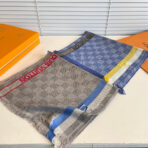 DAMIER SCARF 190 CM IN SAPPHIRE BLUE CASHMERE 391146 - 图片 8
