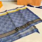 DAMIER SCARF 190 CM IN SAPPHIRE BLUE CASHMERE 391146 - 图片 6