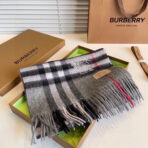 CLASSIC CHECK SCARF 180 CM IN DOVE GRAY MIX BLACK CASHMERE 394771 - 图片 8