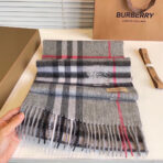 CLASSIC CHECK SCARF 180 CM IN DOVE GRAY MIX BLACK CASHMERE 394771 - 图片 5