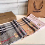 CLASSIC CHECK SCARF 180 CM IN CAMEL BROWN MIX BLACK CASHMERE  394772 - 图片 9