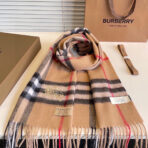 CLASSIC CHECK SCARF 180 CM IN CAMEL BROWN MIX BLACK CASHMERE  394772 - 图片 2