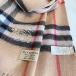 CLASSIC CHECK SCARF 180 CM IN CAMEL BROWN MIX BLACK CASHMERE  394772 - 图片 7