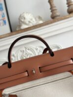 HERBAG ZIP 31 LAQUERED BAG IN OFF-WHITE MIX BROWN H PLUME CANVAS AND BROWN COWHIDE - 图片 2