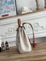 HERBAG ZIP 31 LAQUERED BAG IN OFF-WHITE MIX BROWN H PLUME CANVAS AND BROWN COWHIDE - 图片 5