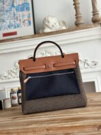 HERBAG MESSENGER 31 BAG IN DARK BROWN H VIKING CANVAS AND COWHIDE - 图片 5