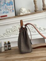 HERBAG MESSENGER 31 BAG IN DARK BROWN H VIKING CANVAS AND COWHIDE - 图片 7