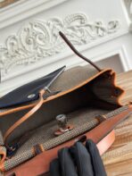 HERBAG MESSENGER 31 BAG IN DARK BROWN H VIKING CANVAS AND COWHIDE - 图片 9