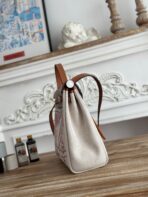 HERBAG ZIP 31 RETOURNE PEGASE POP BAG IN OFF-WHITE MIX RED CANVAS AND HUNTER COWHIDE - 图片 8